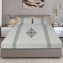 Bodycomfy 100% Cotton Hosiery King Size Fitted Bedsheet – Applique print