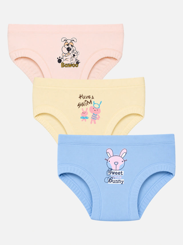 Baby Girls Panty Underwear with Inner Elastic for Comfortable Daily Innerwear, Easy Movement and Regular Use - Pack of 3