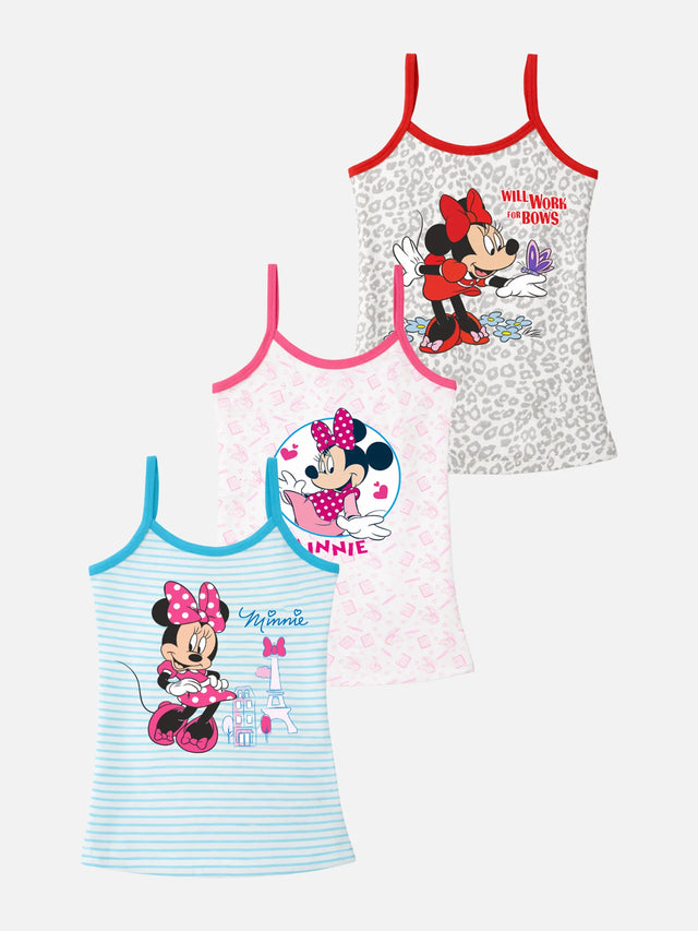 Girls Minnie & Friends Vest Dori Neck Sleeveless Pack of 3 - Bodycare