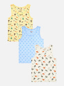 GOTS Certified Organic Cotton Boys Vest Pack of 3 Ultra Soft Breathable Innerwear Skin Friendly Tagless Comfort