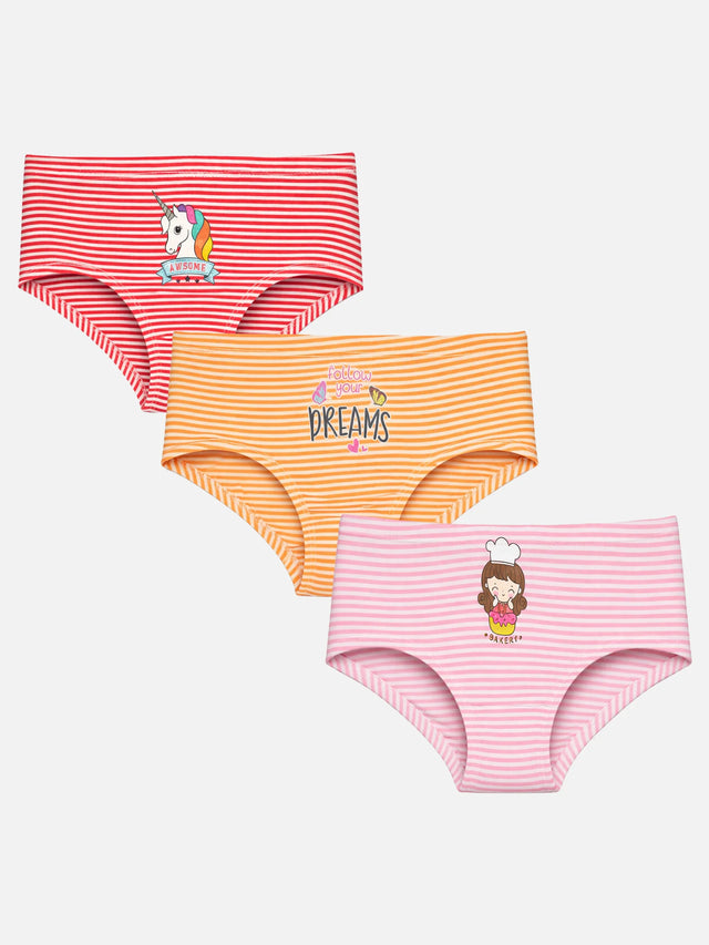 Girls 100% Cotton Panty Inner Elastic Pack of 3 - Bodycare