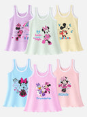 Girls Minnie & Friends Vest Round Neck Sleeveless Pack of 6 - Bodycare
