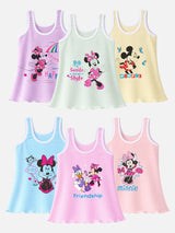 Girls Minnie & Friends Vest Round Neck Sleeveless Pack of 6 - Bodycare
