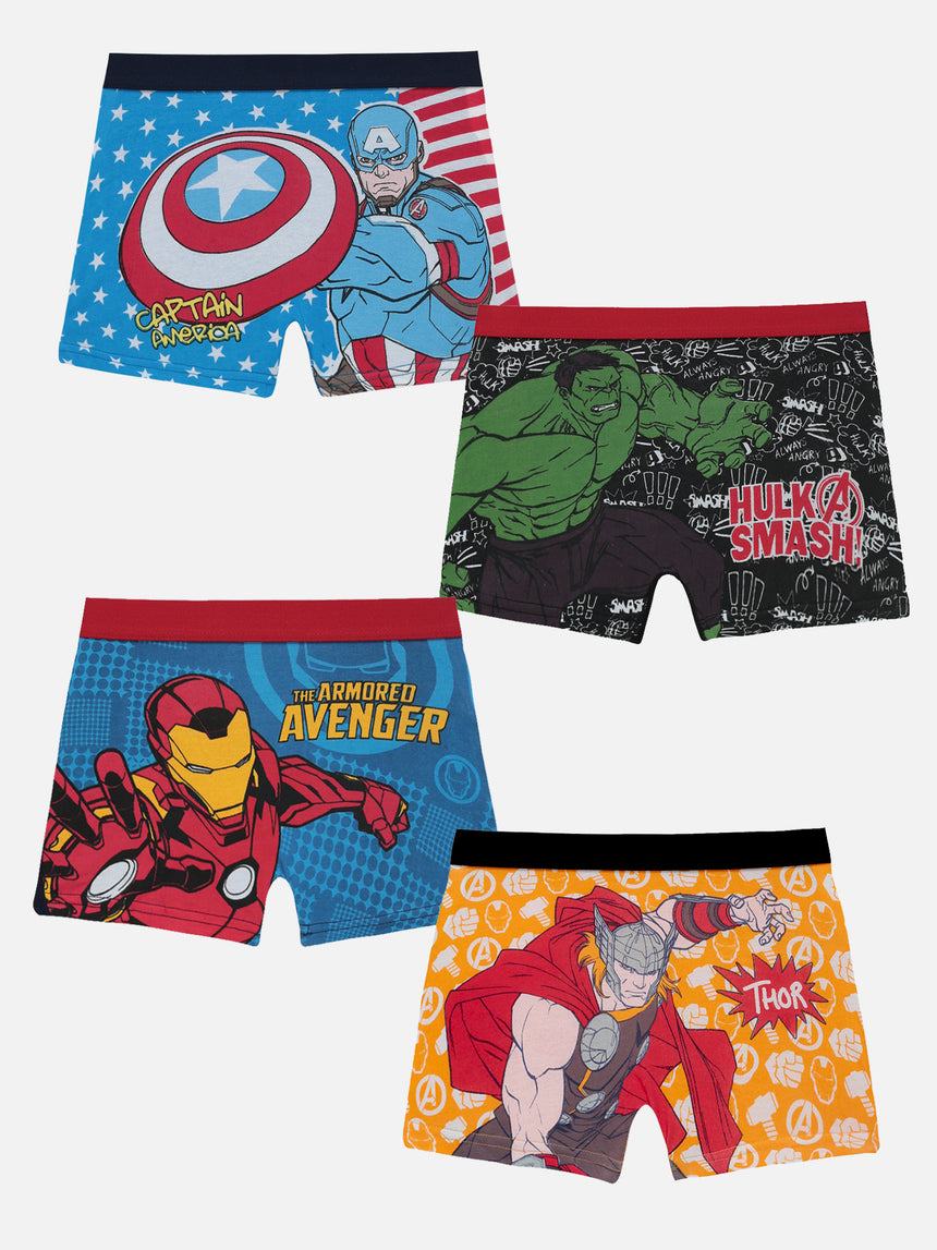 Boys Avengers Cotton Spandex Trunk Top Elastic Pack of 4