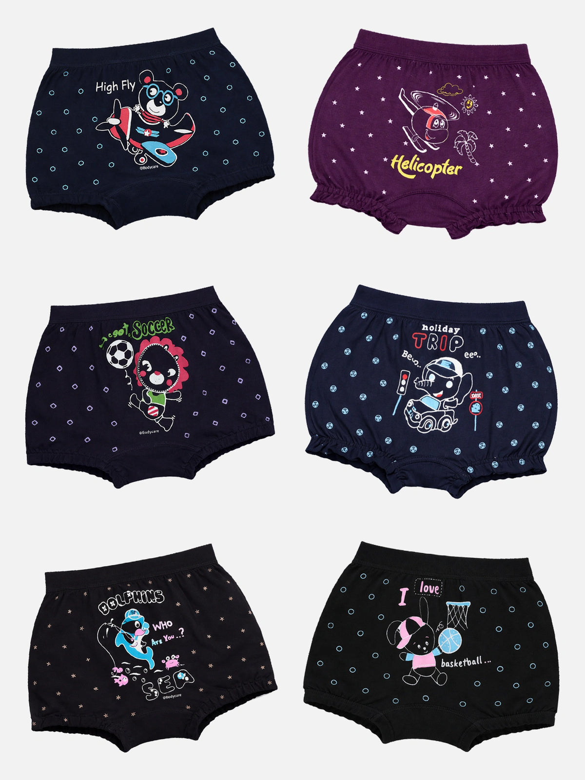 Unisex Cotton Spandex Bloomer Lycra Waistband Pack of 6 - Bodycare