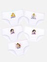 Set of white girls' briefs with colorful princess character prints, soft cotton innerwear