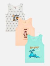 GOTS Certified Organic Cotton Boys Vest Made from Ultra Soft Breathable Skin Friendly Material - Pack of 3