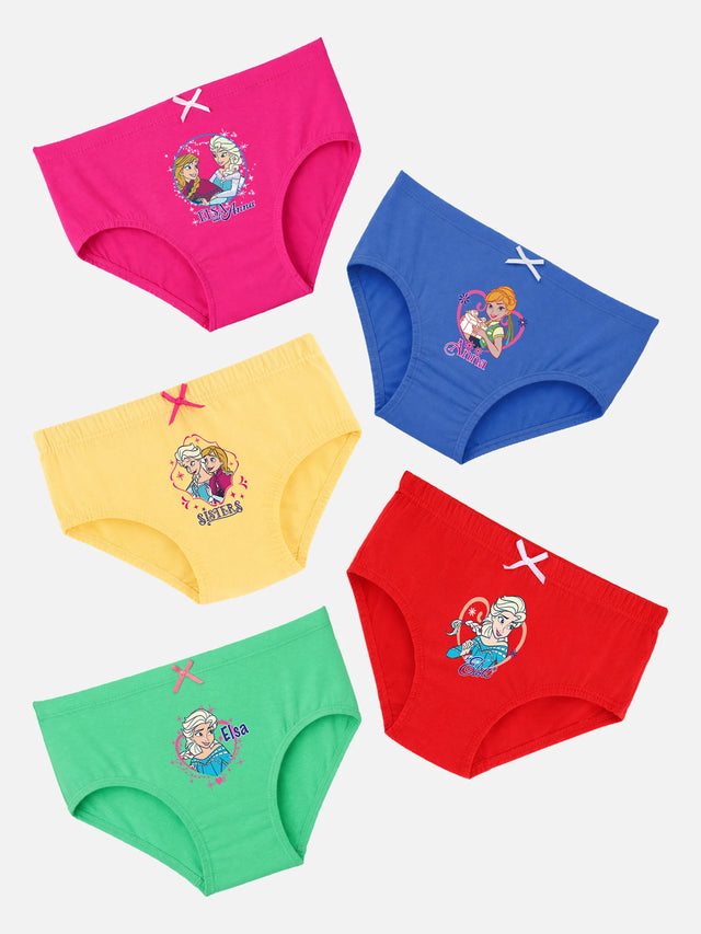 Assorted colorful girls' cartoon print cotton briefs multipack, soft and comfortable innerwear