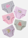 Striped girls' innerwear multipack with positive phrases and soft cotton fabric, assorted colors