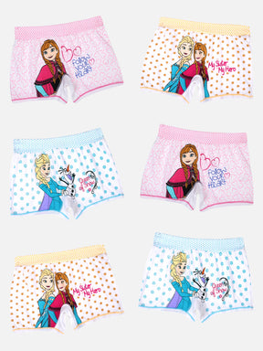 Girls Frozen Cotton Spandex Boyshorts Lycra Waistband Pack of 6 - Bodycare