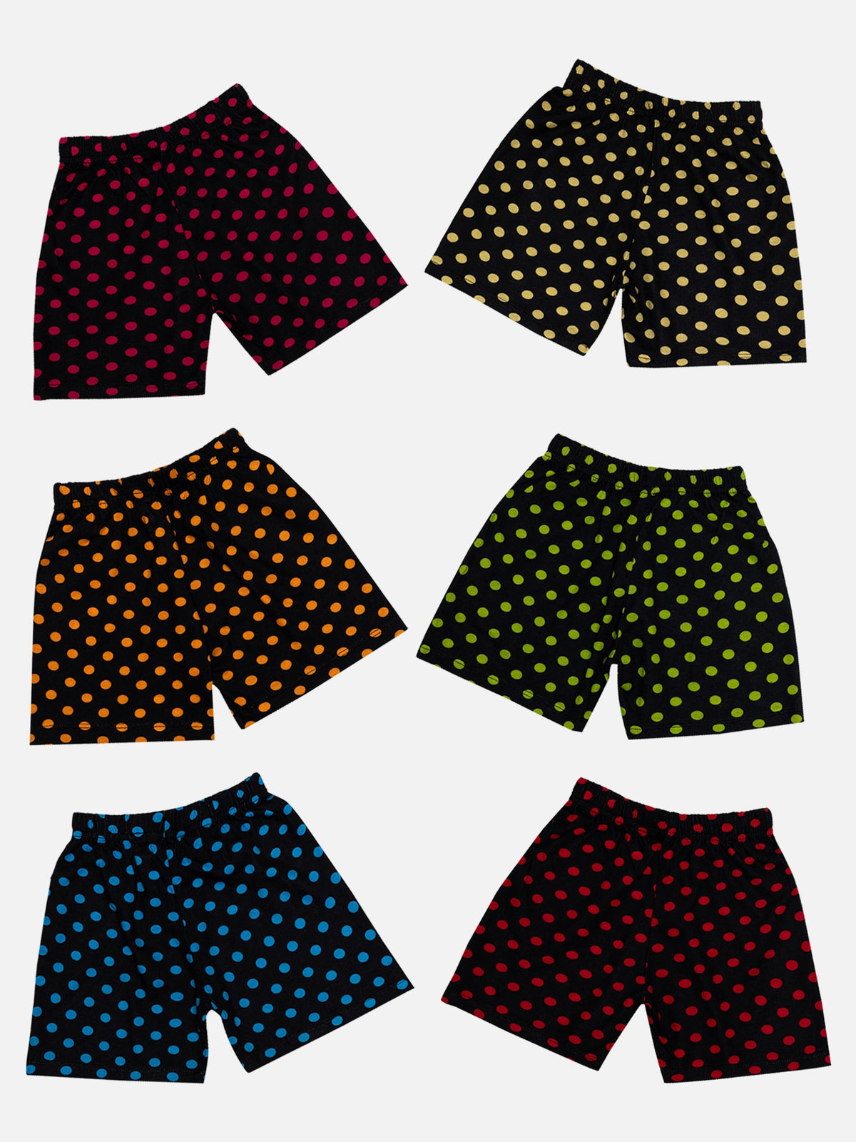 Girls 100% Cotton Self Design Shorts with Inner Elastic for Everyday Innerwear Comfort and Regular Use - Pack of 6