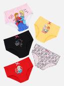 Set of five colorful girls' underwear with cartoon princess prints, multipack, soft cotton