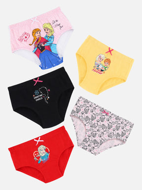 Set of five colorful girls' underwear with cartoon princess prints, multipack, soft cotton
