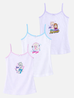 Girls’ Frozen theme camisoles multipack with Elsa and Anna prints, soft cotton innerwear