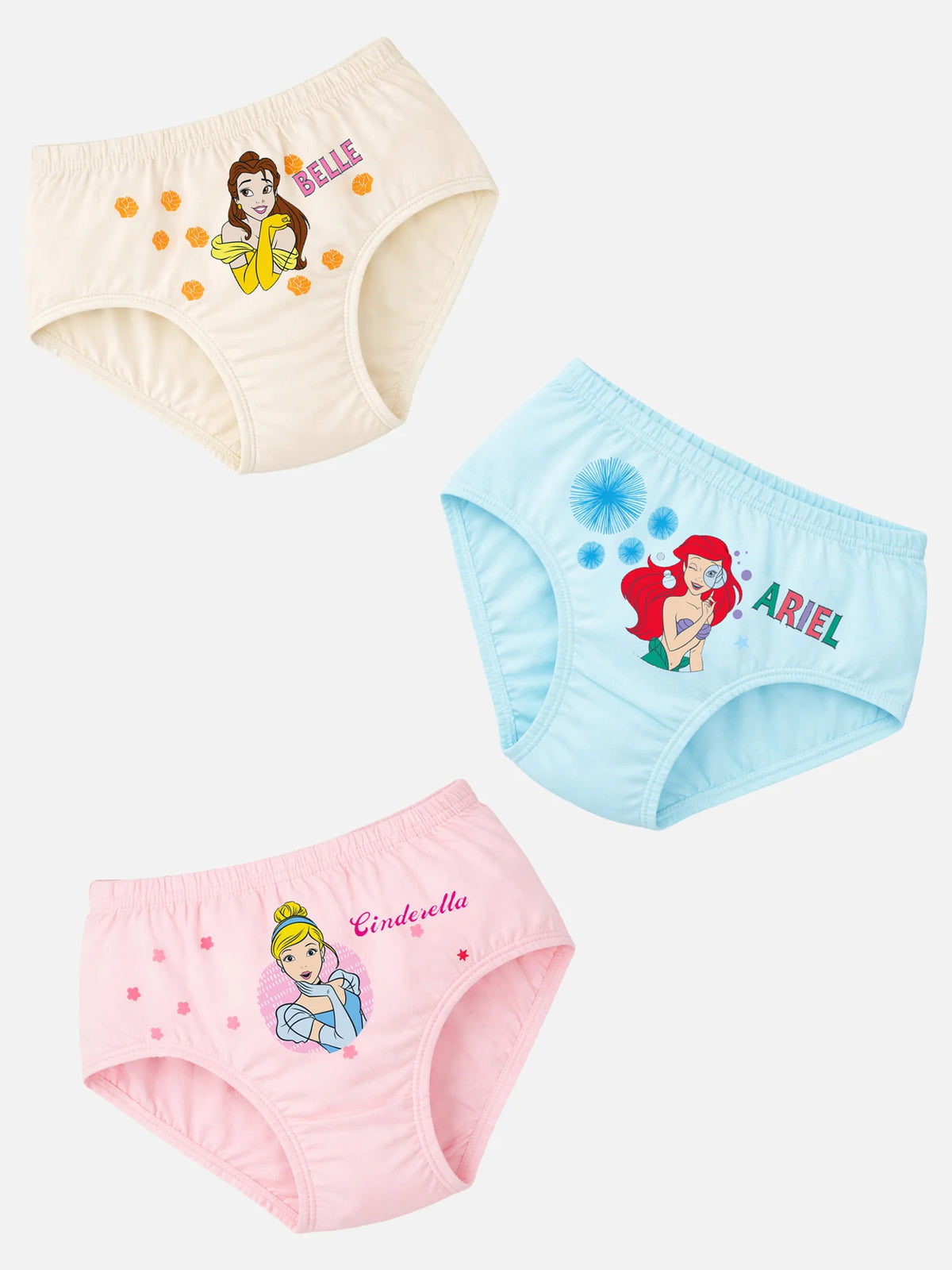Girls Princess 100% Cotton Panty Inner Elastic Pack of 3 - Bodycare