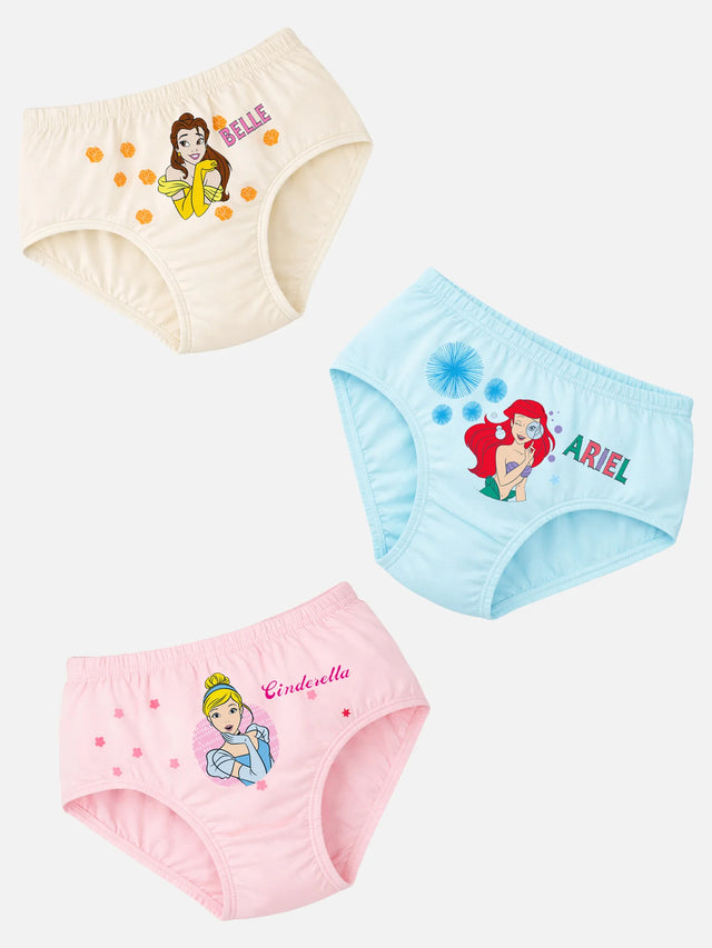 Girls Princess 100% Cotton Panty Inner Elastic Pack of 3 - Bodycare