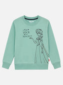 Girls Princess Printed Round Neck Sweatshirt with Full Sleeves for Casual Wear and Cool-Weather Comfort