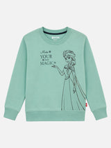 Girls Princess Printed Round Neck Sweatshirt with Full Sleeves for Casual Wear and Cool-Weather Comfort