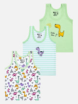 Boys 100% Cotton Round Neck Sleeveless Vest for Everyday Innerwear Comfort and Easy Layering - Pack of 3