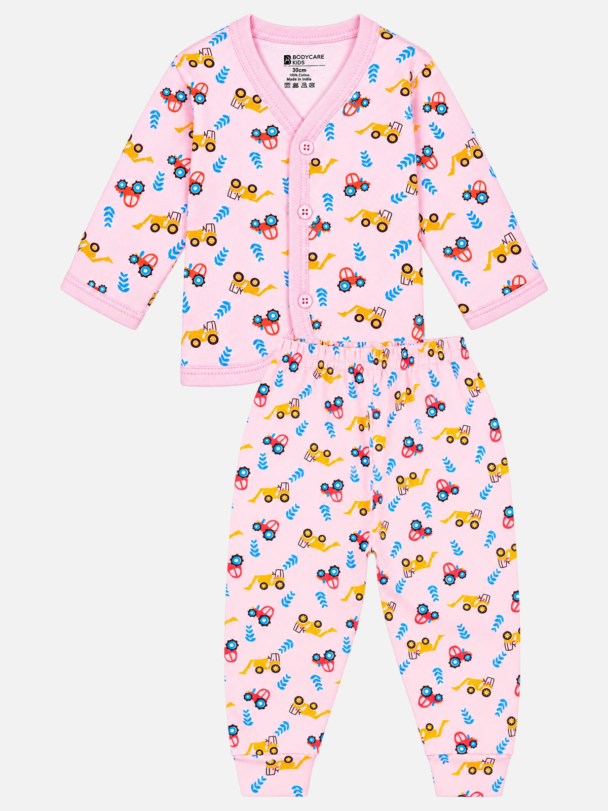 Unisex Baby Front Open Full Sleeve Night Suit Pajami Suit for Soft Comfort, Easy Dressing and Regular Babywear - Pack of 1