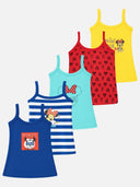 Baby Girls Minnie & Friends 100% Cotton Round Neck Sleeveless Camisole for Everyday Innerwear - Pack of 5