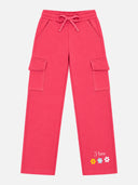 Girls French Terry Track Pant with Printed Regular Fit for Casual Wear, Lounge Comfort and Easy Movement