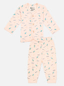 Unisex Front Open Thermal Suit with Top and Bottom Set for Baby Winter Layering and Comfortable Sleepwear