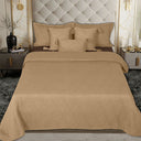 BodyComfy 100% Cotton Hosiery King-Size Fitted Bedcover – Layered Diamond Geometric Pattern