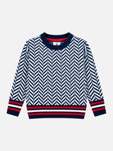 Boys Polyester Blend Round Neck Full Sleeves Sweater with Comfortable Winter Wear Styling and Regular Use