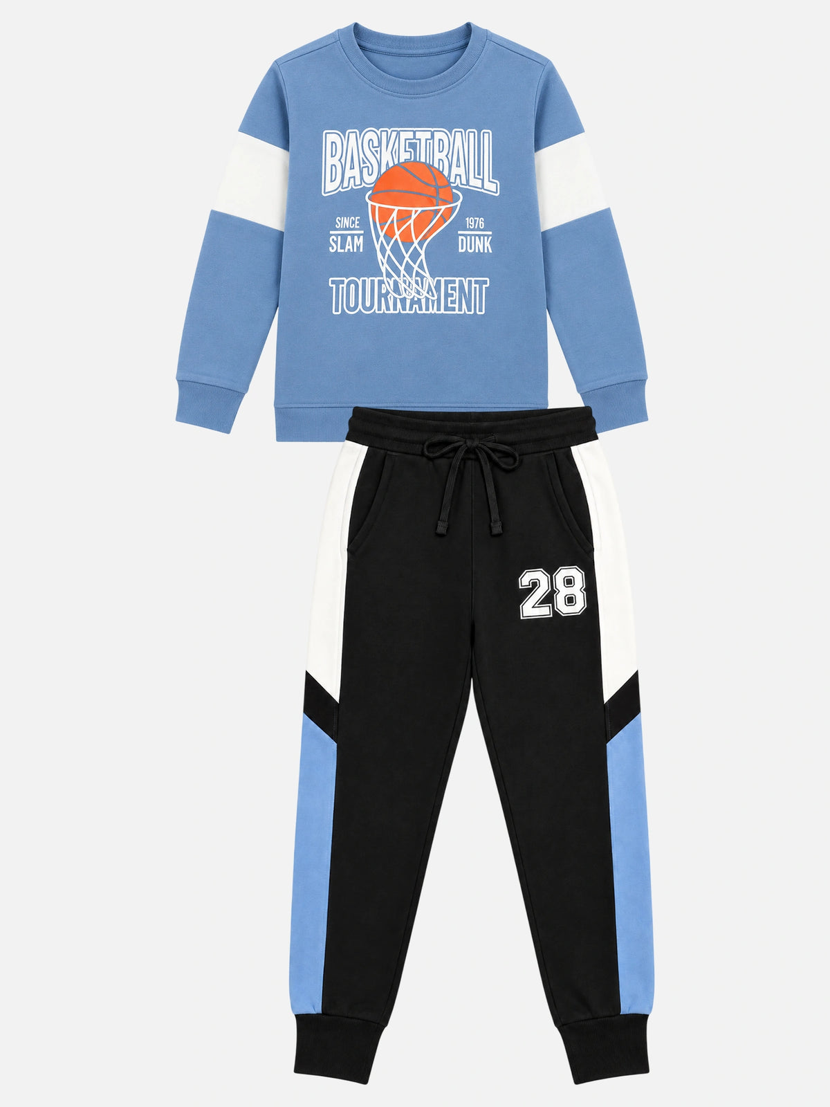 Boys French Terry Clothing Set with Printed Full Sleeve T-Shirt and Pajama for Casual Wear and Easy Movement