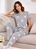 Women Printed Soft Cloud Night Suit Set for Comfortable Sleepwear, Lounge Wear and Everyday Nightwear Use
