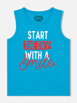 Boys Cotton Printed Sleeveless T-Shirt with Round Neck and Regular Fit for Casual Wear and Easy Movement