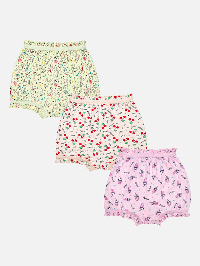 Girls Attached Elastic Bloomer for Everyday Innerwear Comfort, Easy Movement and Wardrobe Use - Pack of 3