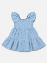 Girls Round Neck Half Sleeve Frock with Soft Cotton Fabric and Floral Embroidery for Parties and Special Occasions