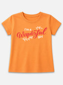 Girls 100% Cotton Typographic Printed Round Neck Half Sleeve T-Shirt for Everyday Casual Wear and Regular Wardrobe Use
