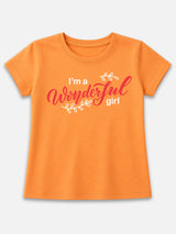 Girls 100% Cotton Typographic Printed Round Neck Half Sleeve T-Shirt for Everyday Casual Wear and Regular Wardrobe Use