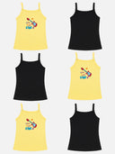 Girls Sleeveless Vest with Dori Neck Design for Comfortable Everyday Innerwear Essentials and Regular Use - Pack of 6