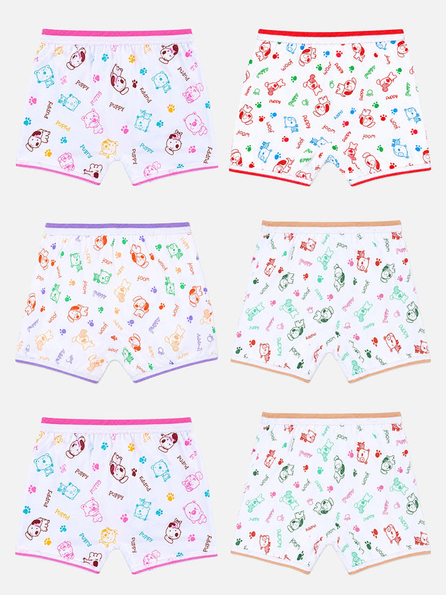 Unisex 100% Cotton Printed Bloomer with Top Elastic Waist for Comfortable Innerwear Essentials - Pack of 6