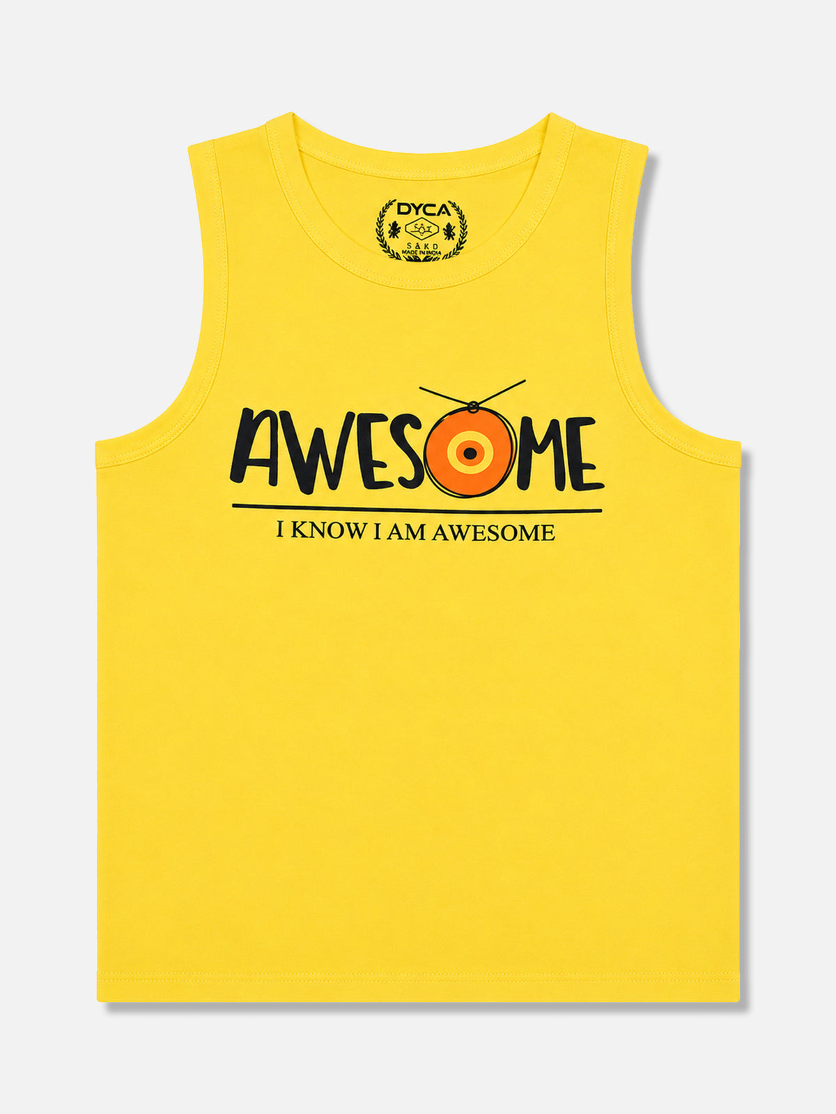 Boys Cotton Printed Sleeveless T-Shirt with Round Neck and Regular Fit for Casual Wear and Easy Movement