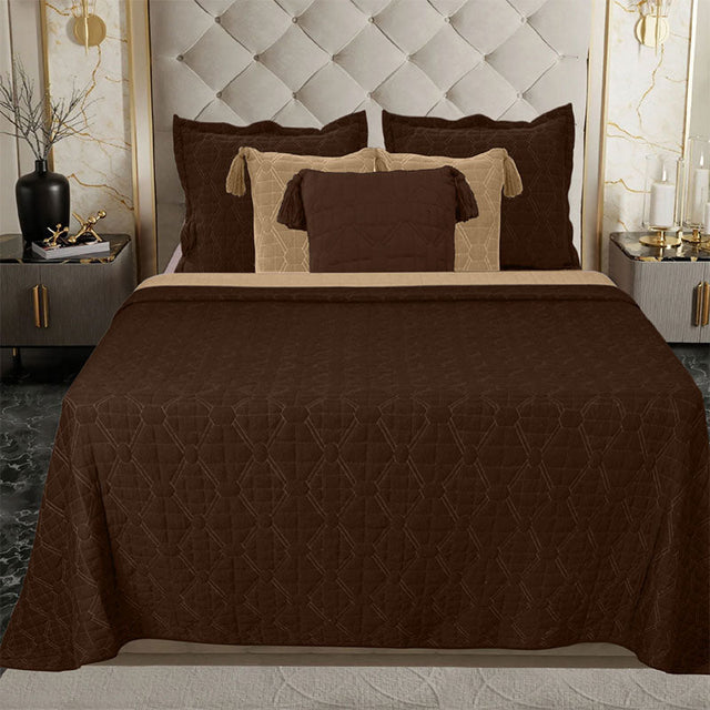 King Cotton Jersey Bedcover Set Geometric Quilted - Bodycare