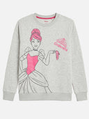 Girls Princess Printed Round Neck Sweatshirt with Full Sleeves for Casual Outfits and Everyday Comfort