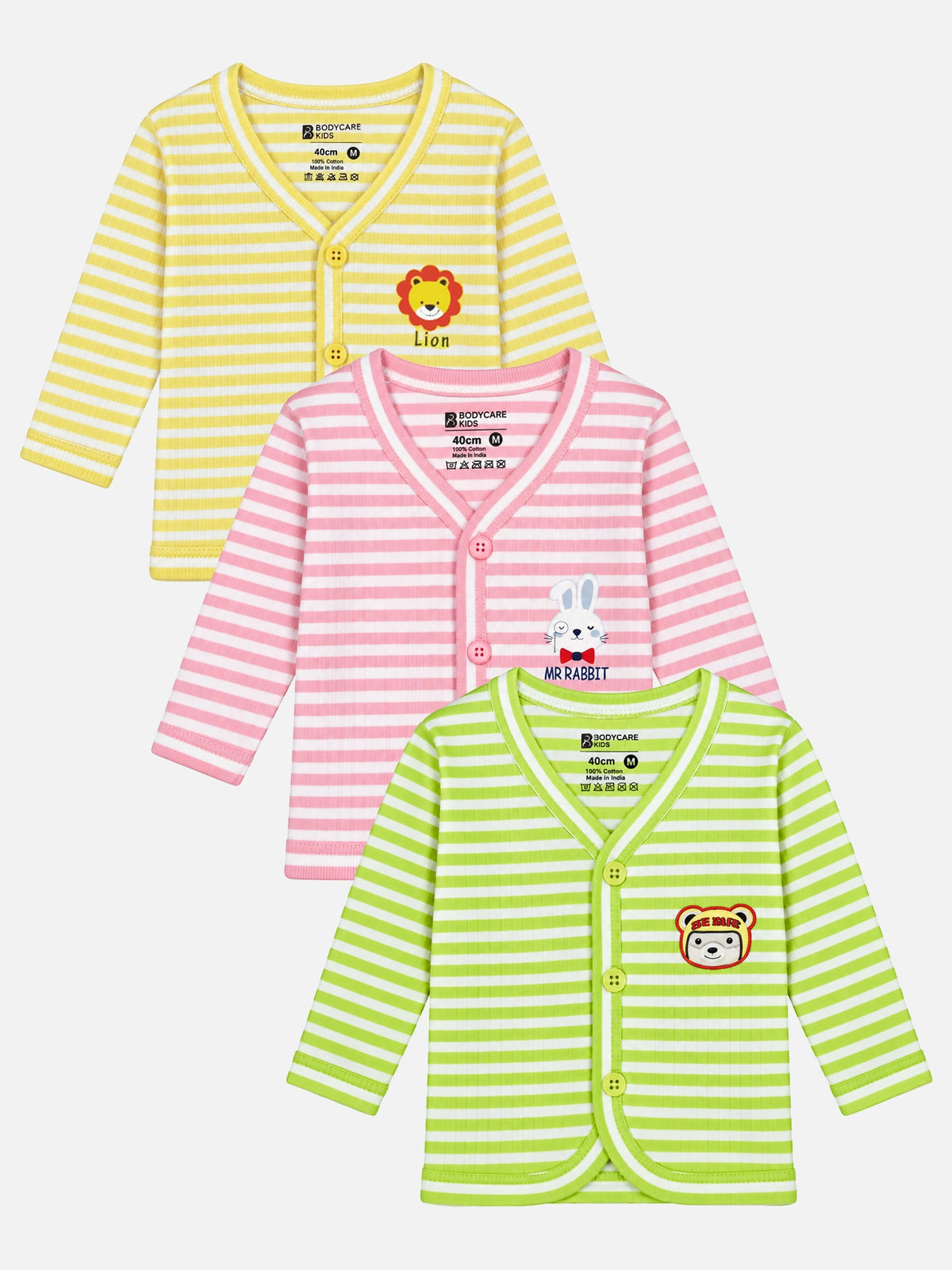 Unisex Baby Front Open Full Sleeves Thermal Top for Warm Winter Innerwear Comfort and Easy Dressing - Pack of 3