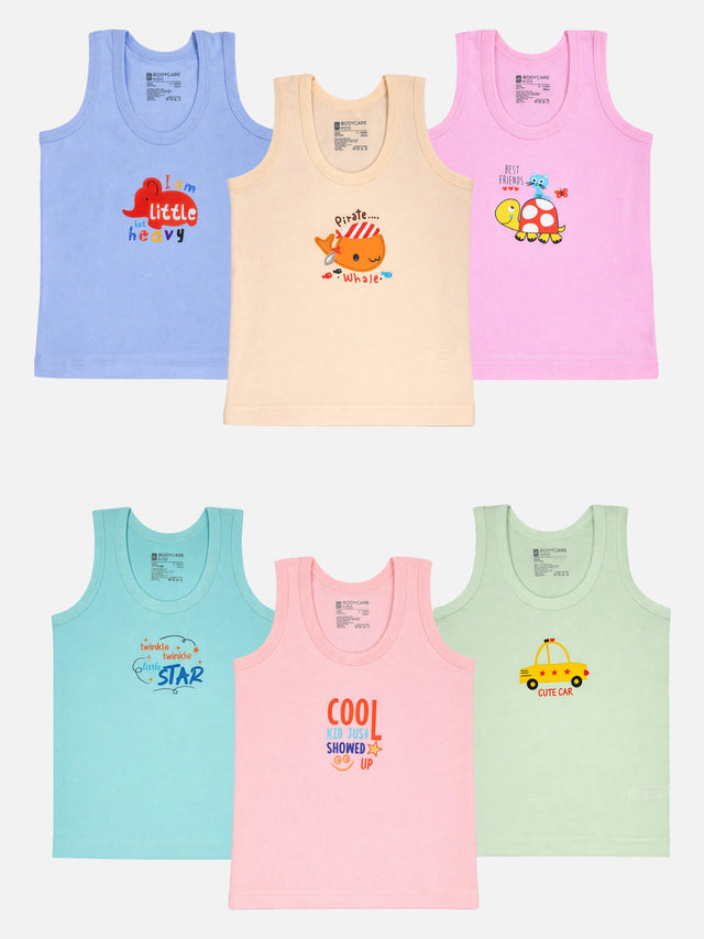 Baby Boys Sleeveless Vest with Round Neck Design for Everyday Innerwear Comfort and Regular Use - Pack of 6