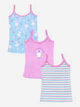 Baby Girls 100% Cotton Sleeveless Camisole Vest for Soft Innerwear Comfort and Regular Use - Pack of 3