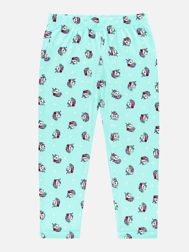 Girls 100% Cotton Printed Track Pant with Side Pockets and Regular Fit Jogger Styling for Comfortable Kids Activewear