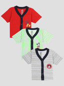 Baby Boys Mickey & Friends Innerwear Vest Front Open Half Sleeves for Easy Dressing and Everyday Comfort - Pack of 3