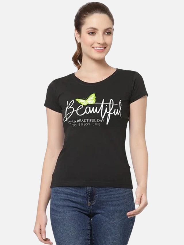 Women T-Shirt Half Sleeves Round Neck with Solid Casual Styling for Everyday Wear and Easy Pairing Comfort