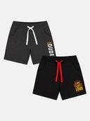 Boys Solid Shorts with Easy Pull-On Comfort for Casual Wear, Lounge Wear and Everyday Movement - Pack of 2