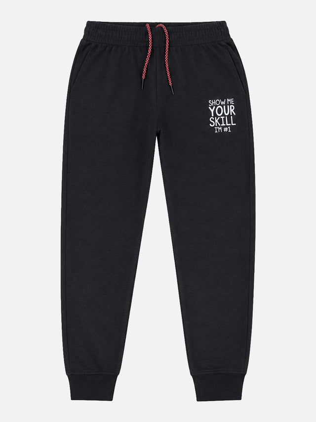 Boys French Terry Cotton Track Pant Regular Fit Joggers for Activewear, Playtime and Casual Comfort - Pack of 1
