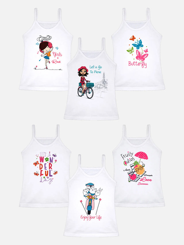 Girls Vest Dori Neck Sleeveless Pack of 6 - Bodycare